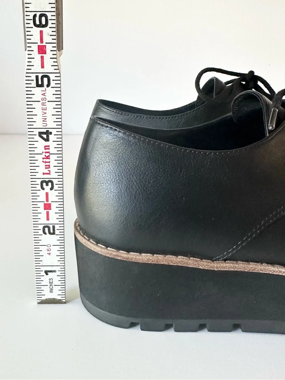 Eileen Fisher Black Leather Platform Oxfords Lug Sole Derby Size 8